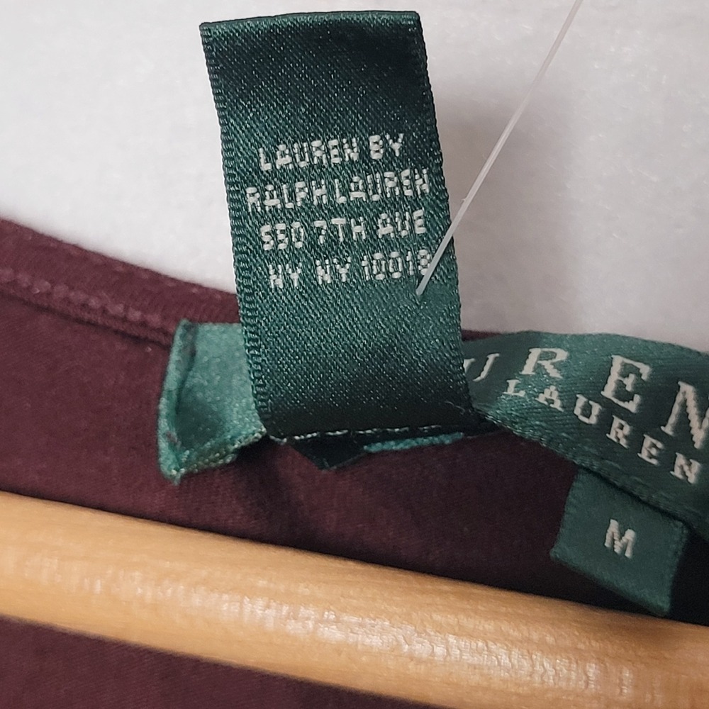 Vintage 2000s Lauren Ralph Lauren Tank Top M Plum Aubergine Lace Trim Cami - Picture 5 of 10